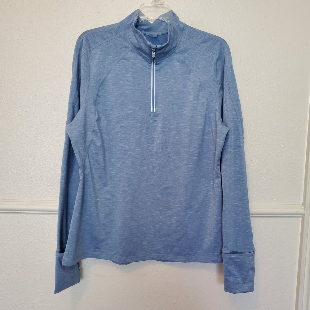 GapFit Womens XL Blue Heathered Quarter Zip Pullover Thumbhole Active Top 141355